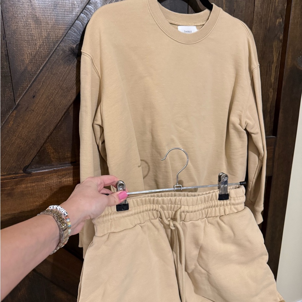 THINGS Beige Crewneck Sweatshirt - Women's Casual Pullover